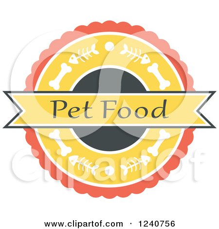 Clipart of a Fish and Dog Bone Pet Food Label - Royalty Free Vector Illustration by Vector Tradition SM
