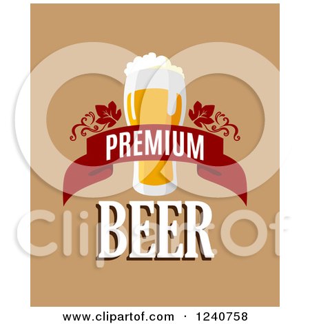 Clipart of a Premium Beer Banner on Tan - Royalty Free Vector Illustration by Vector Tradition SM