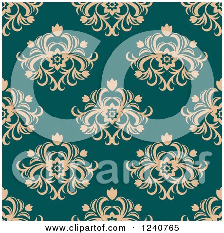 Clipart of a Seamless Damask Background Pattern - Royalty Free Vector Illustration by Vector Tradition SM