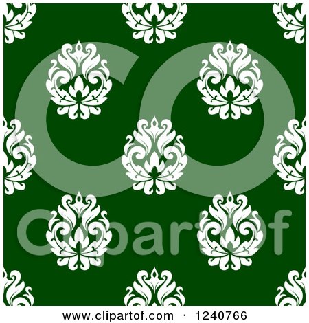 Clipart of a Seamless Green and White Damask Background Pattern 28 - Royalty Free Vector Illustration by Vector Tradition SM