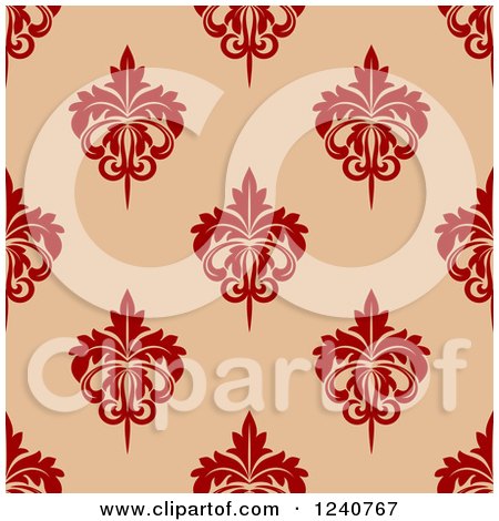 Clipart of a Seamless Red and Tan Damask Background Pattern 9 - Royalty Free Vector Illustration by Vector Tradition SM