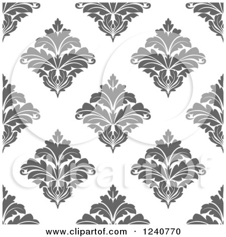 Clipart of a Seamless Gray and White Damask Background Pattern - Royalty Free Vector Illustration by Vector Tradition SM