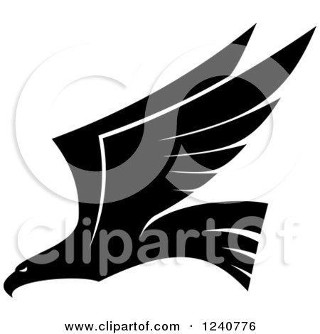 Clipart of a Black and White Eagle in Flight 3 - Royalty Free Vector Illustration by Vector Tradition SM