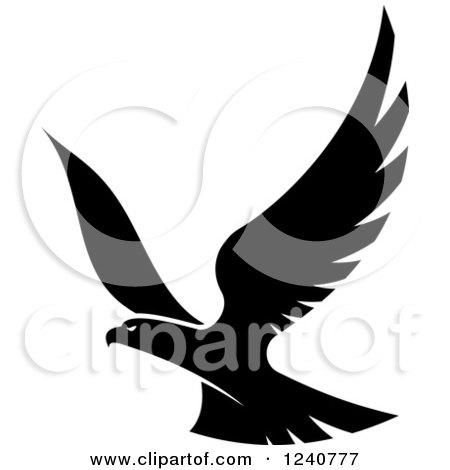 Clipart of a Black and White Eagle in Flight 4 - Royalty Free Vector Illustration by Vector Tradition SM