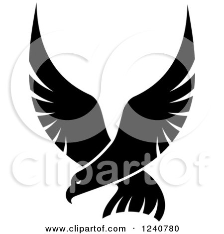 Clipart of a Black and White Eagle in Flight 6 - Royalty Free Vector Illustration by Vector Tradition SM
