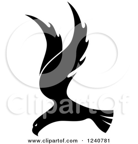 Clipart of a Black and White Eagle in Flight 7 - Royalty Free Vector Illustration by Vector Tradition SM