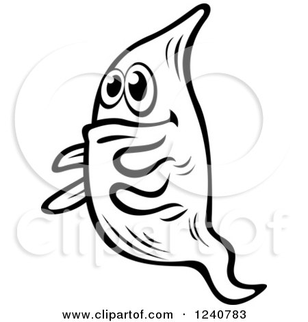 Clipart of a Black and White Happy Amoeba - Royalty Free Vector Illustration by Vector Tradition SM