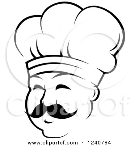 Clipart of a Happy Black and White Male Chef Wearing a Toque Hat 23 - Royalty Free Vector Illustration by Vector Tradition SM