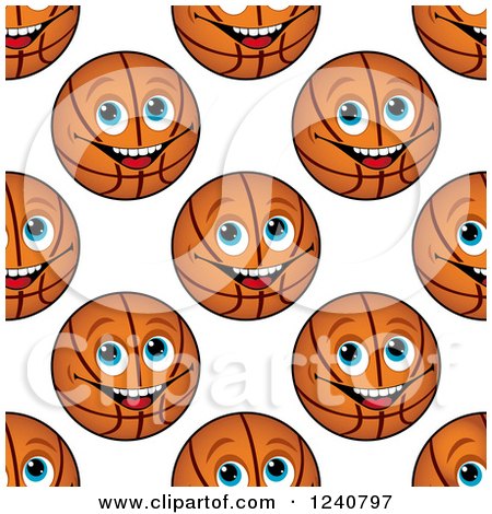 Clipart of a Seamless Basketball Face Background Pattern 2 - Royalty Free Vector Illustration by Vector Tradition SM