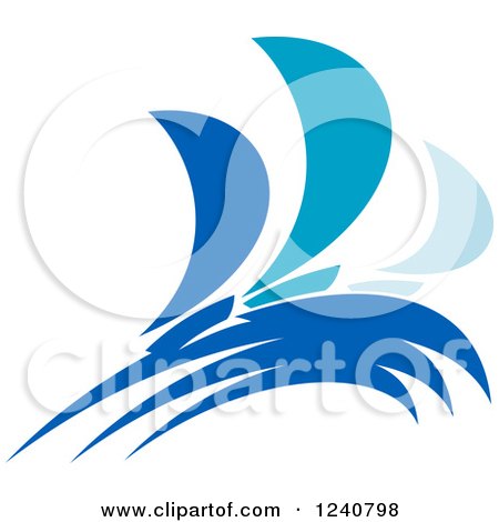 Clipart of Regatta Sailboats in Blue 3 - Royalty Free Vector Illustration by Vector Tradition SM