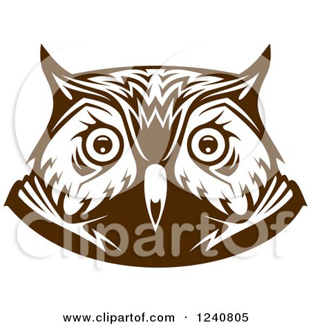 Clipart of a Brown Owl Face 4 - Royalty Free Vector Illustration by Vector Tradition SM