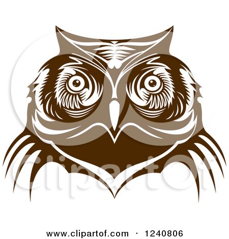 Clipart of a Brown Owl Face 5 - Royalty Free Vector Illustration by Vector Tradition SM