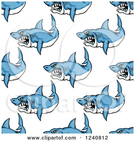 Clipart of a Seamless Background Pattern of Aggressive Sharks - Royalty Free Vector Illustration by Vector Tradition SM