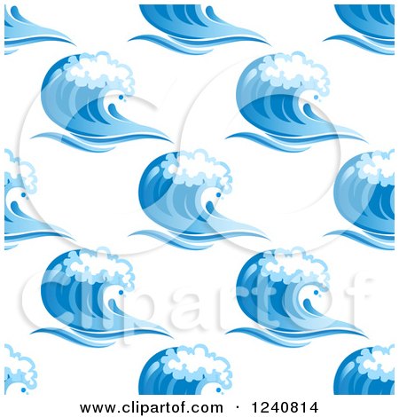 Clipart of a Seamless Background Pattern of Blue Ocean Surf Waves 7 - Royalty Free Vector Illustration by Vector Tradition SM