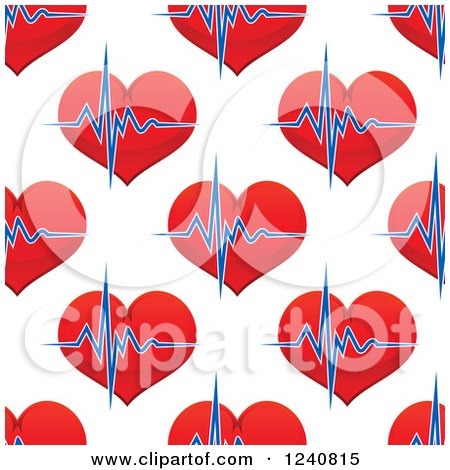 Clipart of a Seamless Background Pattern of Hearts and Beats - Royalty Free Vector Illustration by Vector Tradition SM