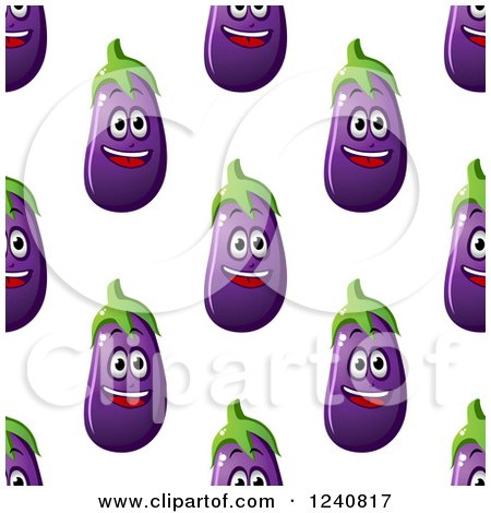 Clipart of a Seamless Background Pattern of Happy Eggplants - Royalty Free Vector Illustration by Vector Tradition SM
