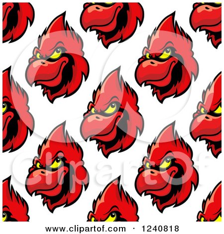 Clipart of a Seamless Background Pattern of Cardinals - Royalty Free Vector Illustration by Vector Tradition SM
