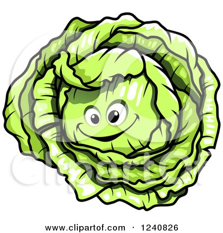 Clipart of a Happy Cabbage - Royalty Free Vector Illustration by Vector Tradition SM
