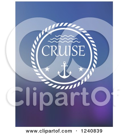 Clipart of a White Rope and Anchor Circle with Cruise Text on Gradient - Royalty Free Vector Illustration by Vector Tradition SM