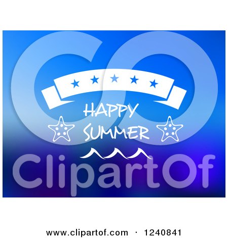 Clipart of a Banner with Starfish and Happy Summer Text - Royalty Free Vector Illustration by Vector Tradition SM
