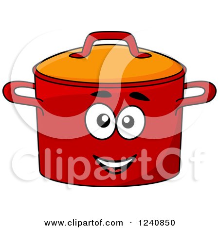 Clipart of a Happy Red Pot Character - Royalty Free Vector Illustration by Vector Tradition SM