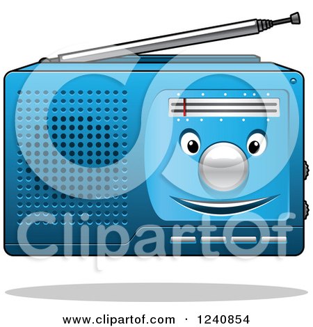 Clipart of a Happy Blue Radio - Royalty Free Vector Illustration by Vector Tradition SM