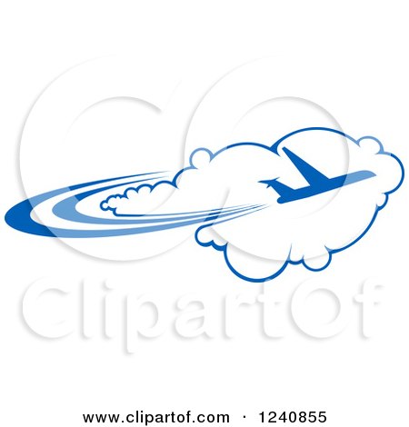 Clipart of a Commercial Airliner Plane over a Cloud - Royalty Free Vector Illustration by Vector Tradition SM