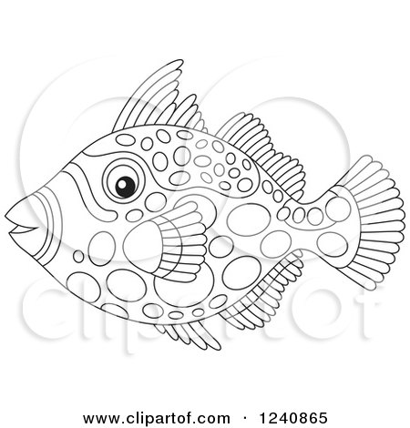 Clipart of a Black and White Clown Triggerfish - Royalty Free Vector Illustration by Alex Bannykh