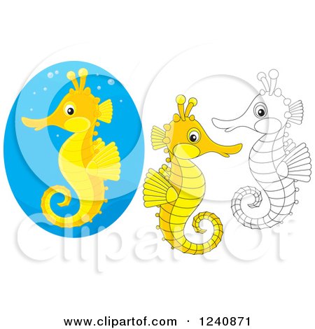 Clipart of Cute Seahorses - Royalty Free Vector Illustration by Alex Bannykh