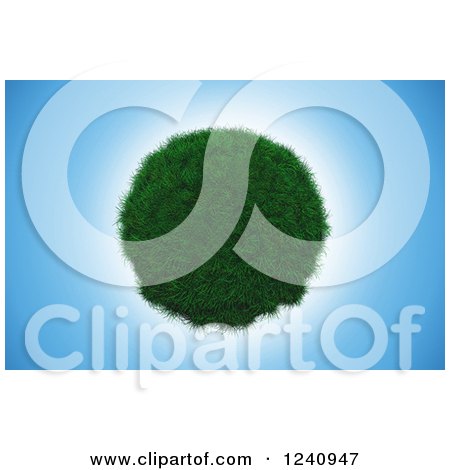 Clipart of a 3d Grassy Planet over Blue Sky - Royalty Free Illustration by KJ Pargeter