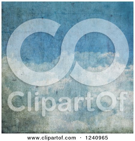 Clipart of a Grungy Vintage Styled Cloudy Sky Background - Royalty Free Illustration by KJ Pargeter