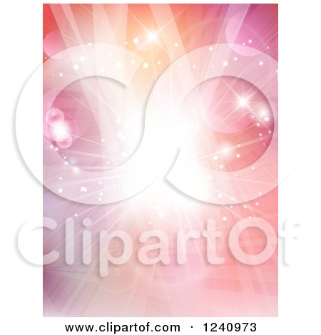 Clipart of a Bright Spotlight on Gradient Pink and Orange with Flares - Royalty Free Vector Illustration by KJ Pargeter