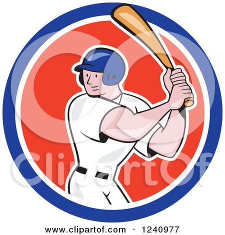 Clipart of a Swinging Cartoon Baseball Player in a Circle - Royalty Free Vector Illustration by patrimonio