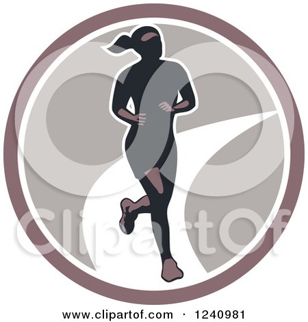 Clipart of a Female Marathon Runner in a Circle - Royalty Free Vector Illustration by patrimonio
