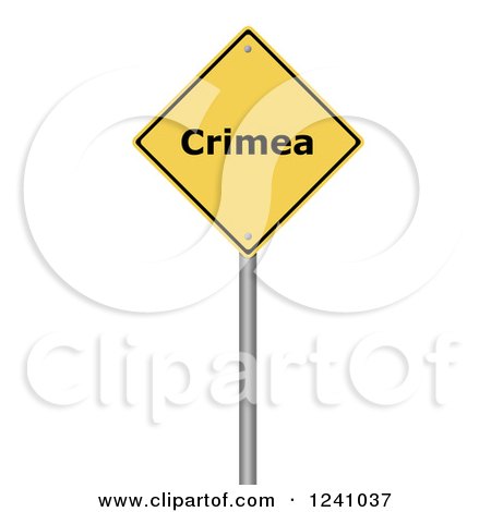 Clipart of a 3d Yellow Warning Crimea Sign, on a White Background - Royalty Free Illustration by oboy