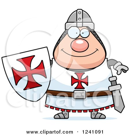 Clipart of a Happy Chubby Knight Templar - Royalty Free Vector Illustration by Cory Thoman