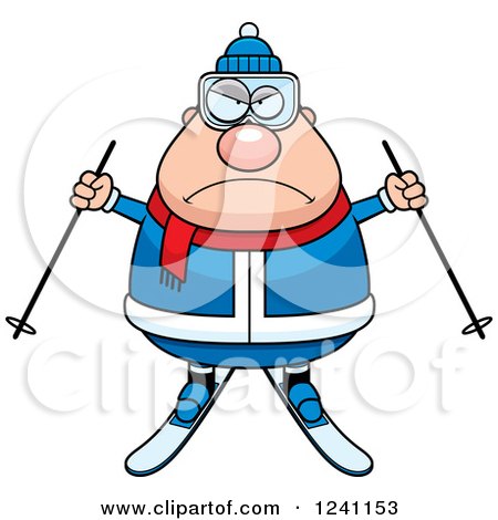 Clipart of a Mad Chubby Male Skier - Royalty Free Vector Illustration by Cory Thoman