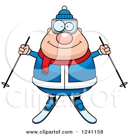 Clipart of a Happy Chubby Male Skier - Royalty Free Vector Illustration by Cory Thoman