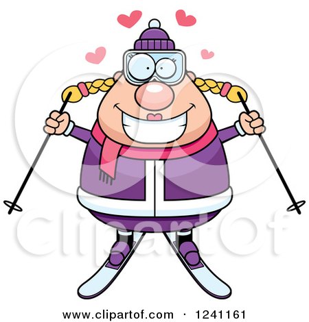 Clipart of a Chubby Female Skier - Royalty Free Vector Illustration by Cory Thoman