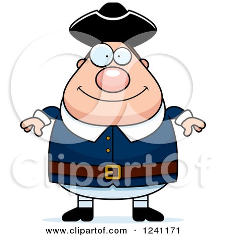 Clipart of a Happy Chubby Colonial Man - Royalty Free Vector Illustration by Cory Thoman