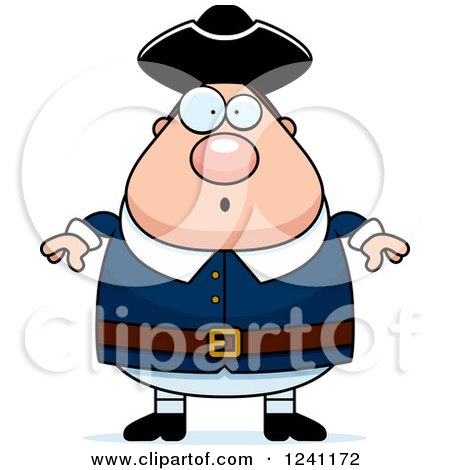 Clipart of a Surprised Gasping Chubby Colonial Man - Royalty Free Vector Illustration by Cory Thoman