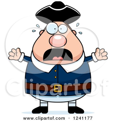 Clipart of a Scared Screaming Chubby Colonial Man - Royalty Free Vector Illustration by Cory Thoman