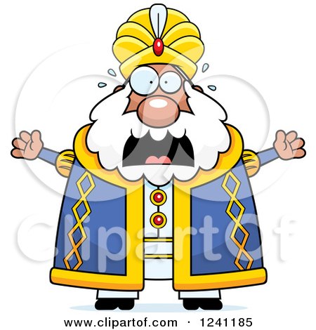 Clipart of a Scared Screaming Chubby Sultan - Royalty Free Vector Illustration by Cory Thoman