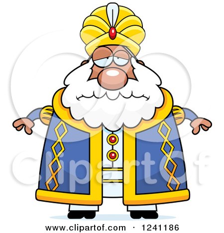 Clipart of a Depressed Sad Chubby Sultan - Royalty Free Vector Illustration by Cory Thoman