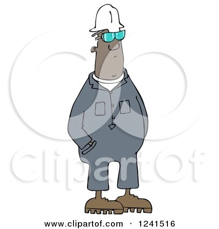 Clipart of a Black Worker Man in Coveralls - Royalty Free Illustration by djart