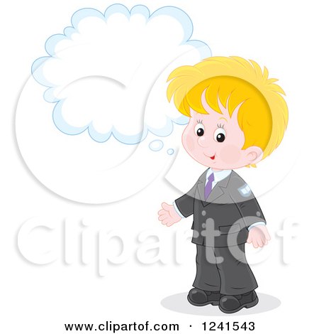 Clipart of a Thinking Blond Caucasian School Boy 3 - Royalty Free Vector Illustration by Alex Bannykh