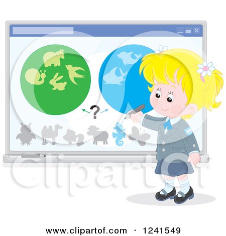 Clipart of a Blond Caucasian School Girl Doing a Biology Study - Royalty Free Vector Illustration by Alex Bannykh