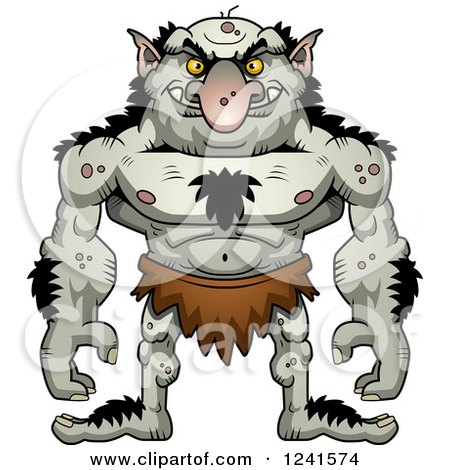 Clipart of a Grinning Evil Troll - Royalty Free Vector Illustration by Cory Thoman