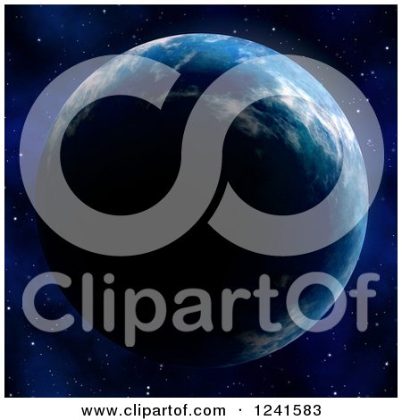 Clipart of a 3d Planet Earth at Night, with Stars in the Background - Royalty Free Illustration by Arena Creative