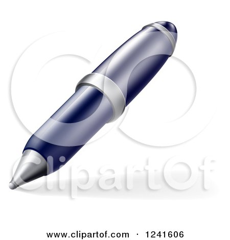 Clipart of a 3d Blue Pen - Royalty Free Vector Illustration by AtStockIllustration